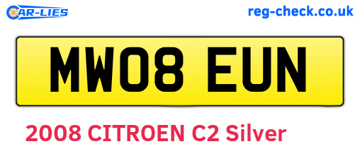 MW08EUN are the vehicle registration plates.