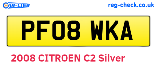 PF08WKA are the vehicle registration plates.