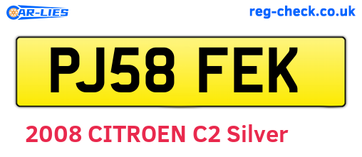PJ58FEK are the vehicle registration plates.