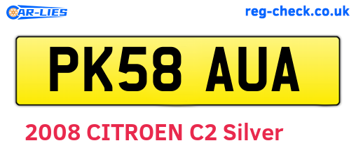 PK58AUA are the vehicle registration plates.