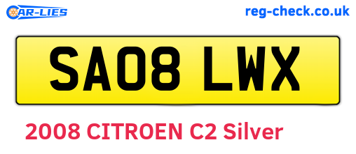 SA08LWX are the vehicle registration plates.