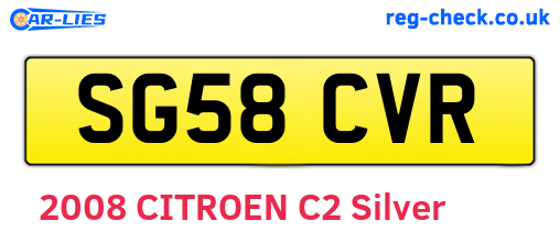 SG58CVR are the vehicle registration plates.