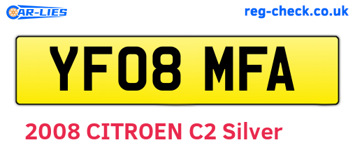 YF08MFA are the vehicle registration plates.
