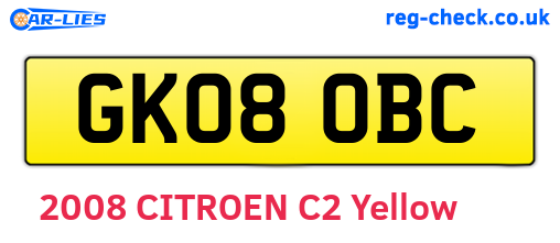 GK08OBC are the vehicle registration plates.