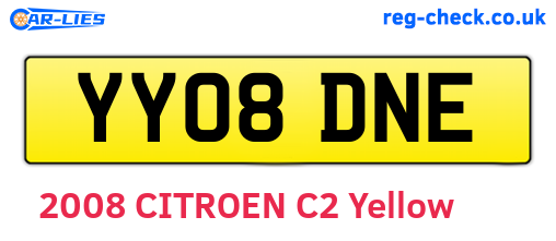 YY08DNE are the vehicle registration plates.