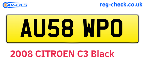 AU58WPO are the vehicle registration plates.