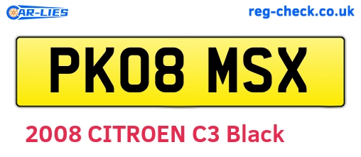 PK08MSX are the vehicle registration plates.