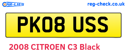 PK08USS are the vehicle registration plates.