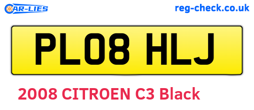PL08HLJ are the vehicle registration plates.