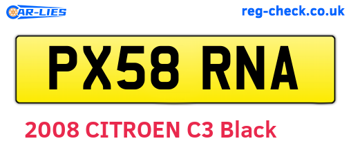 PX58RNA are the vehicle registration plates.