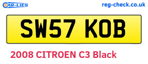 SW57KOB are the vehicle registration plates.