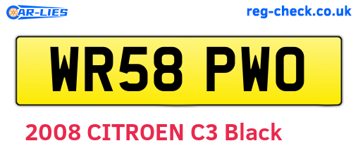 WR58PWO are the vehicle registration plates.