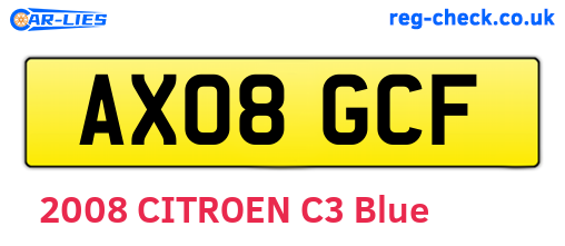 AX08GCF are the vehicle registration plates.