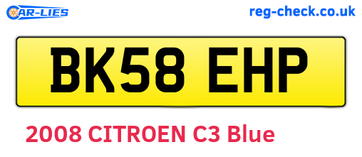 BK58EHP are the vehicle registration plates.