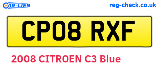 CP08RXF are the vehicle registration plates.