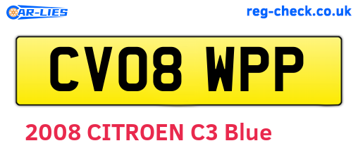 CV08WPP are the vehicle registration plates.