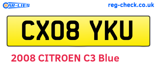 CX08YKU are the vehicle registration plates.
