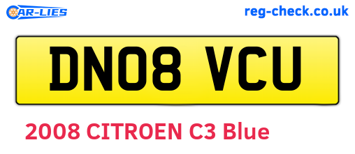 DN08VCU are the vehicle registration plates.