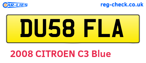 DU58FLA are the vehicle registration plates.