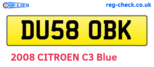 DU58OBK are the vehicle registration plates.