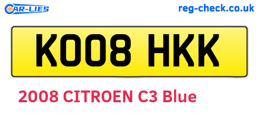 KO08HKK are the vehicle registration plates.