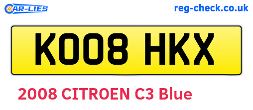 KO08HKX are the vehicle registration plates.