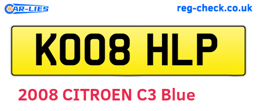 KO08HLP are the vehicle registration plates.