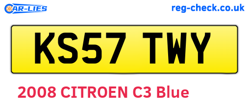 KS57TWY are the vehicle registration plates.