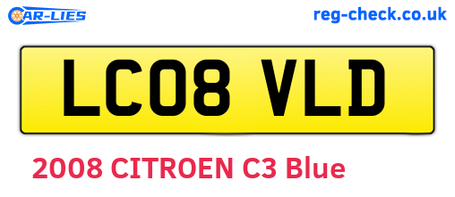 LC08VLD are the vehicle registration plates.