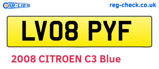 LV08PYF are the vehicle registration plates.