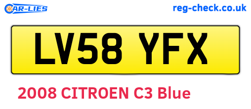 LV58YFX are the vehicle registration plates.