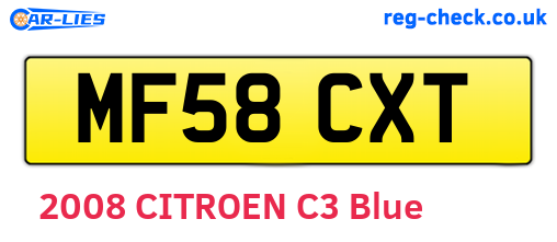 MF58CXT are the vehicle registration plates.