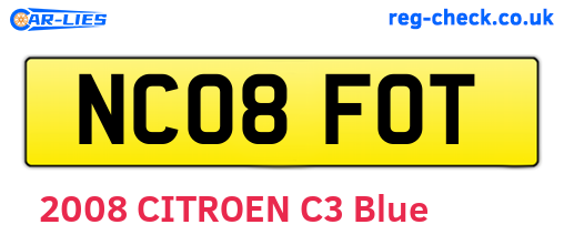 NC08FOT are the vehicle registration plates.