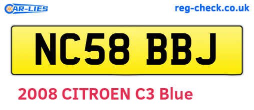 NC58BBJ are the vehicle registration plates.