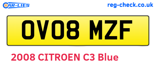 OV08MZF are the vehicle registration plates.
