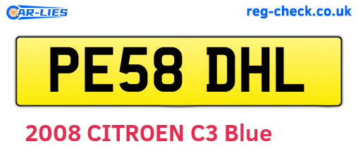 PE58DHL are the vehicle registration plates.