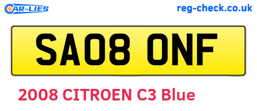SA08ONF are the vehicle registration plates.