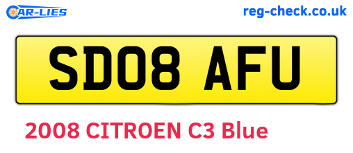 SD08AFU are the vehicle registration plates.