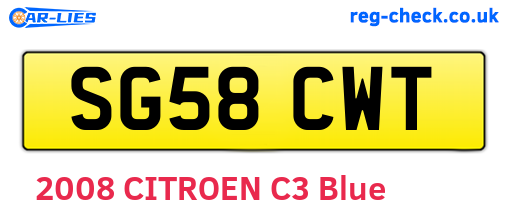 SG58CWT are the vehicle registration plates.