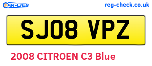 SJ08VPZ are the vehicle registration plates.