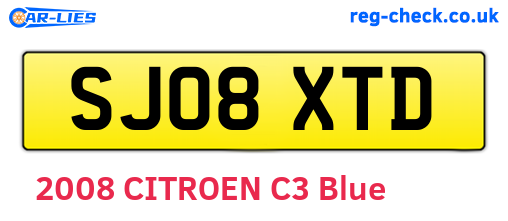 SJ08XTD are the vehicle registration plates.