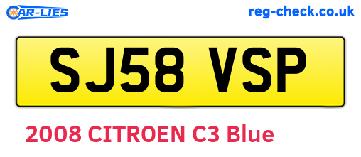 SJ58VSP are the vehicle registration plates.