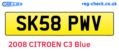SK58PWV are the vehicle registration plates.