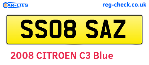 SS08SAZ are the vehicle registration plates.