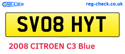 SV08HYT are the vehicle registration plates.