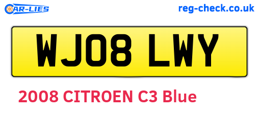 WJ08LWY are the vehicle registration plates.