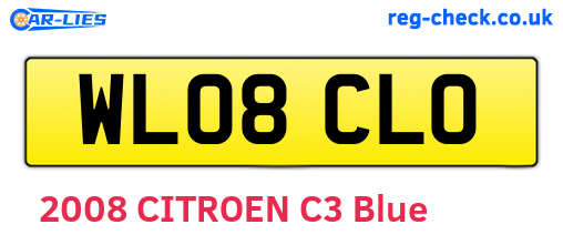 WL08CLO are the vehicle registration plates.
