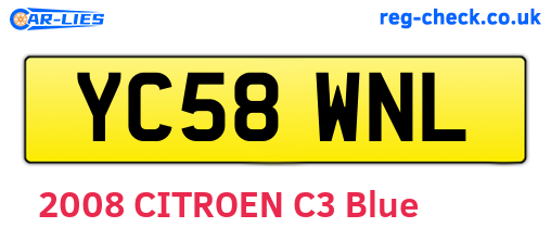 YC58WNL are the vehicle registration plates.