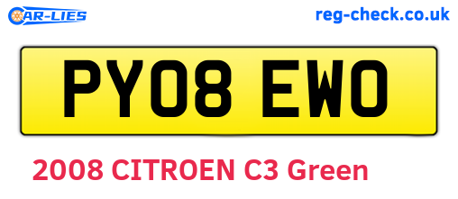 PY08EWO are the vehicle registration plates.