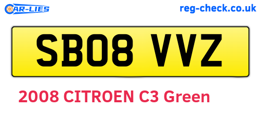 SB08VVZ are the vehicle registration plates.